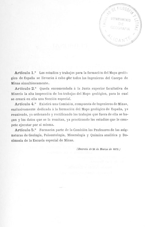 Página 3. Preliminares. Mapa Geológico de España. Tomo I, explicación por Lucas Mallada. Madrid. 1895.