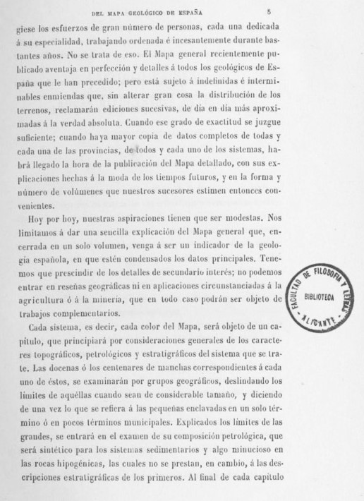 Página 10. Introducción. Mapa Geológico de España. Tomo I, explicación por Lucas Mallada. Madrid. 1895.