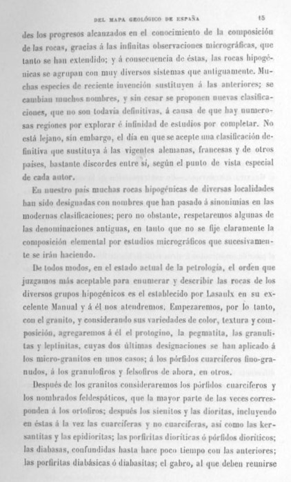 Página 20. Capítulo Primero. Mapa Geológico de España. Tomo I, explicación por Lucas Mallada. Madrid. 1895.