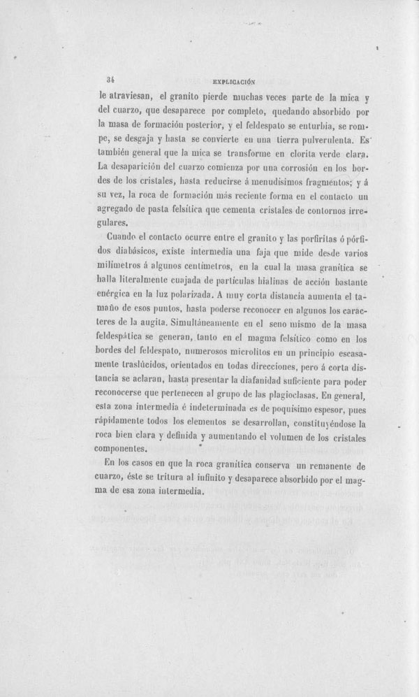 Página 34. Capítulo Primero. Mapa Geológico de España. Tomo I, explicación por Lucas Mallada. Madrid. 1895.