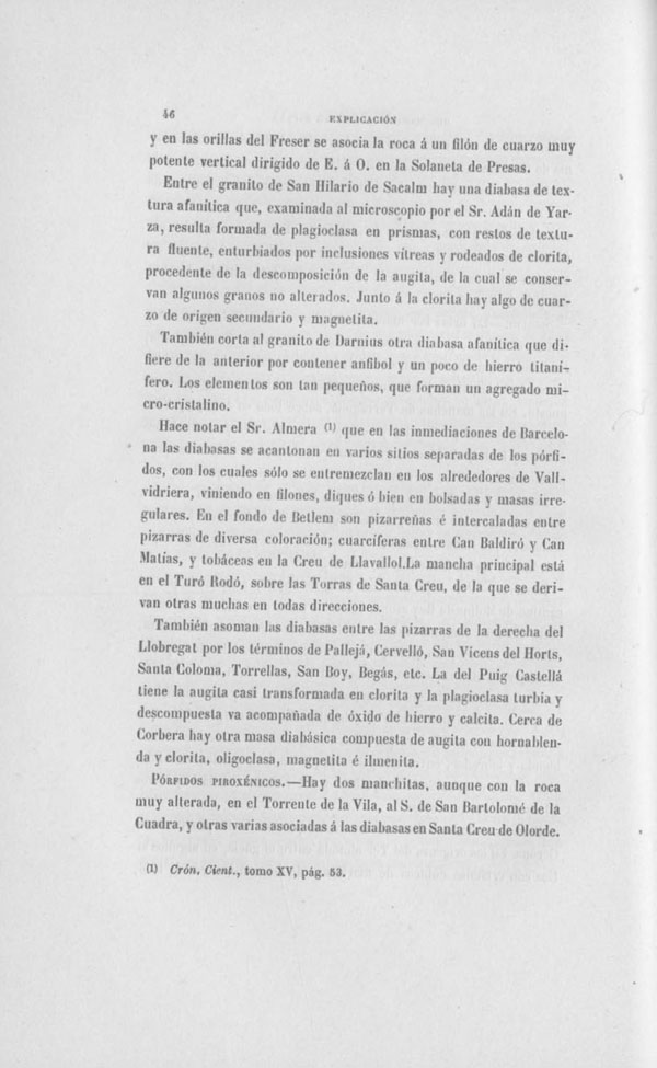 Página 46. Capítulo Primero. Mapa Geológico de España. Tomo I, explicación por Lucas Mallada. Madrid. 1895.