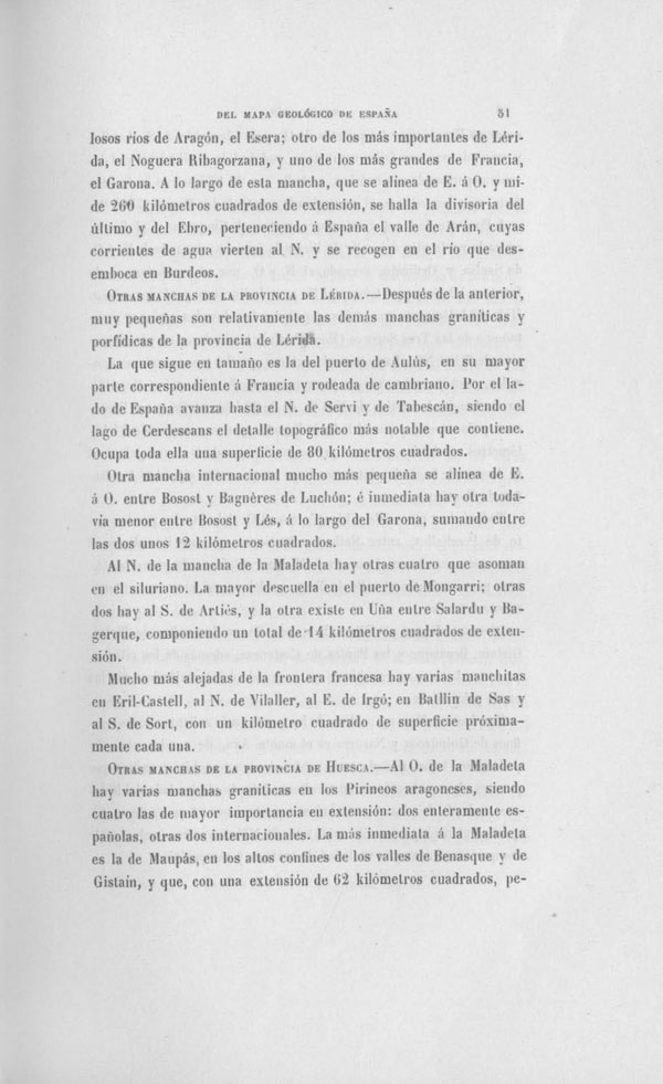 Página 51 Capítulo Primero. Mapa Geológico de España. Tomo I, explicación por Lucas Mallada. Madrid. 1895.