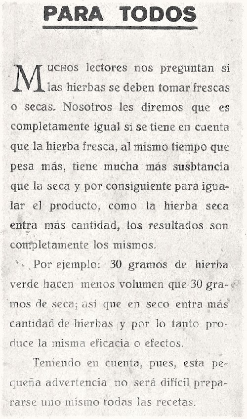 Aviso para todos. Barbé Plantas Medicinales 1925. Página 7