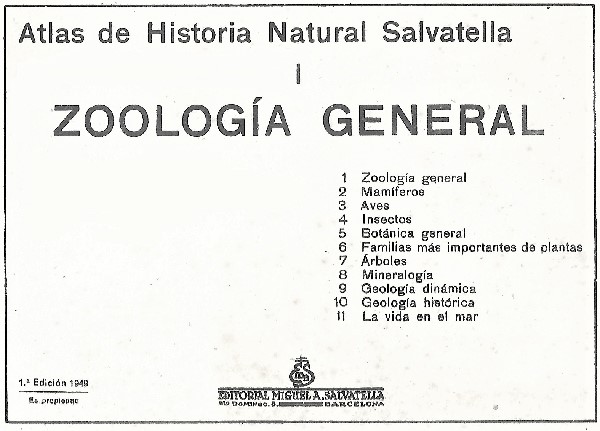 Atlas Historia Natural Zoología general. 1949.
