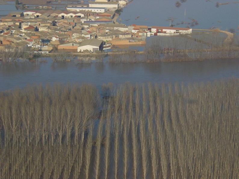 Crecida del Ebro el día 8-02-03 a su paso por la provincia de Zaragoza