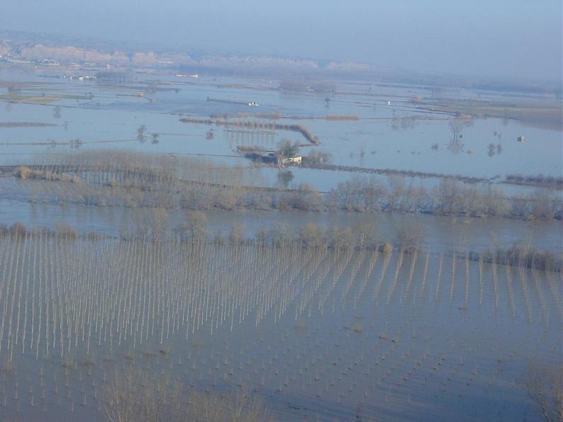 Crecida del Ebro el día 8-02-03 a su paso por la provincia de Zaragoza