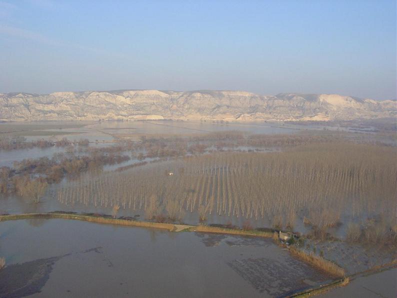 Crecida del Ebro el día 8-02-03 a su paso por la provincia de Zaragoza