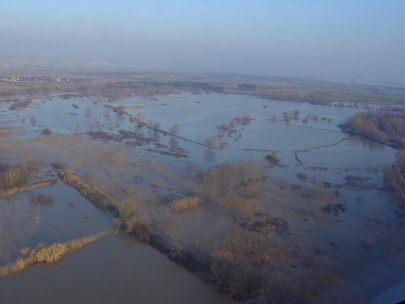 Crecida del Ebro el día 8-02-03 a su paso por la provincia de Zaragoza