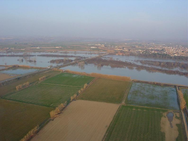 Crecida del Ebro el día 8-02-03 a su paso por la provincia de Zaragoza