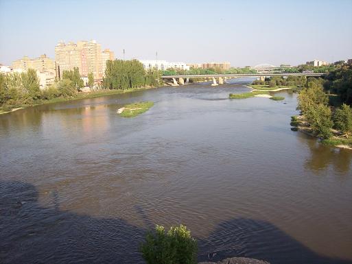 Abrazo por el Ebro en el Puente de Piedra de Zaragoza 15 septiembre de 2007