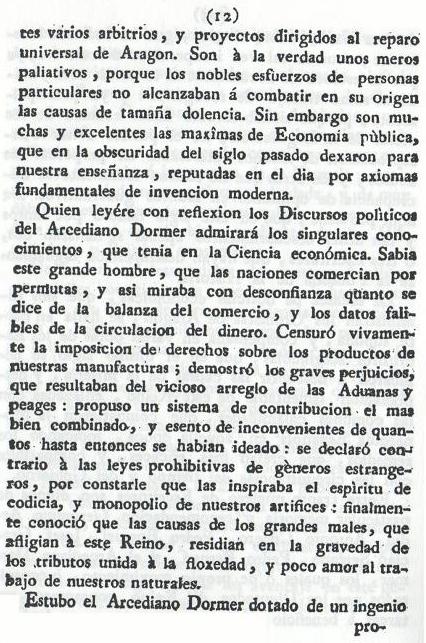 Historia de la Economía política de Aragón. Ignacio Jordán Claudio de Asso y del Río. 1798. Página 12