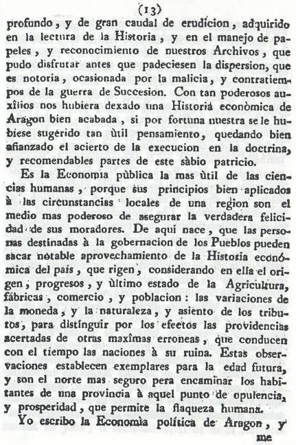 Historia de la Economía politica de Aragón. Ignacio Jordán Claudio de Asso y del Río. 1798. Historia de la Economía política de Aragón. Ignacio Jordán Claudio de Asso y del Río. 1798. Página 13