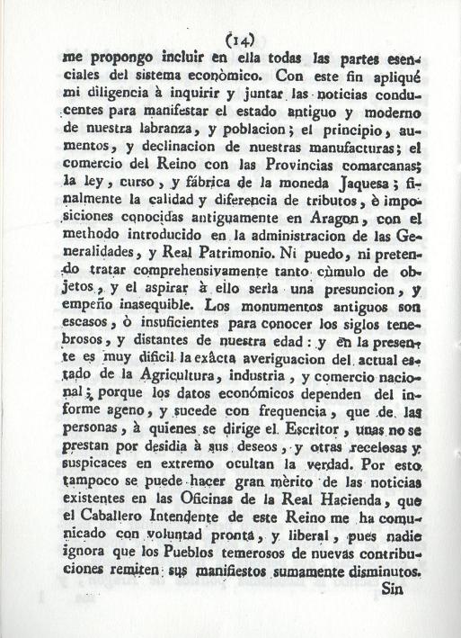 Historia de la Economía política de Aragón. Ignacio Jordán Claudio de Asso y del Río. 1798. Página 14