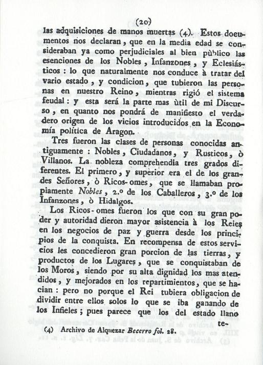 Historia de la Economía politica de Aragón. Ignacio Jordán Claudio de Asso y del Río. 1798. Historia de la Economía política de Aragón. Ignacio Jordán Claudio de Asso y del Río. 1798. Página 20