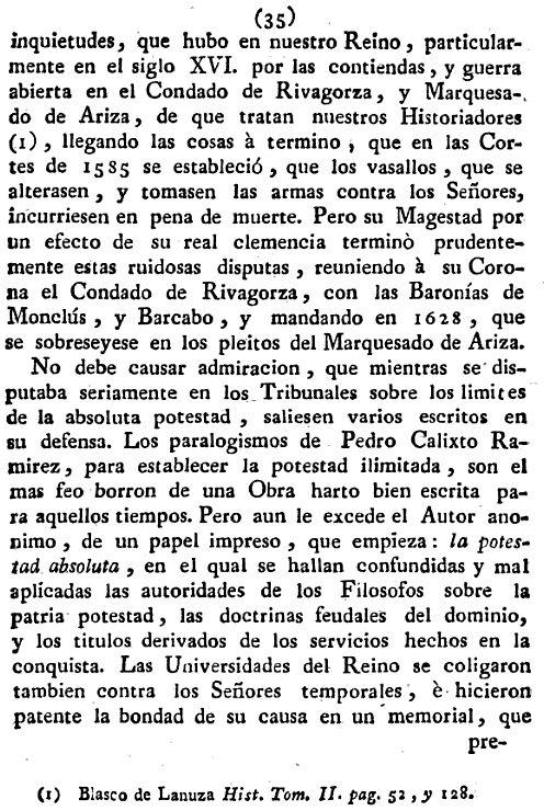 Historia de la Economía política de Aragón. Ignacio Jordán Claudio de Asso y del Río. 1798. Página 35