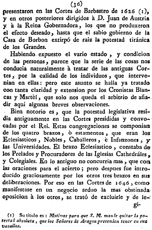 Historia de la Economía política de Aragón. Ignacio Jordán Claudio de Asso y del Río. 1798. Página 36