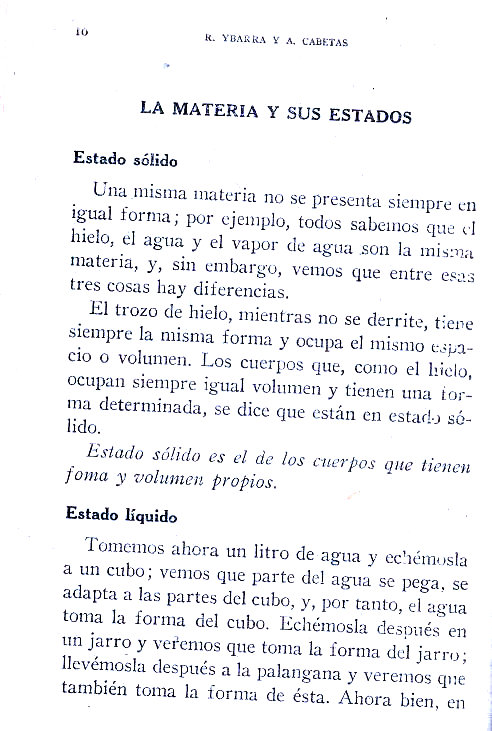 Elementos de Ciencias de la naturaleza. Rafael Ybarra mendez y Angel Cabeta Loshuertos. Página 10.