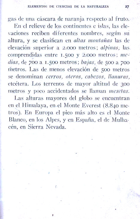 Elementos de Ciencias de la naturaleza. Rafael Ybarra mendez y Angel Cabeta Loshuertos. Página 27.