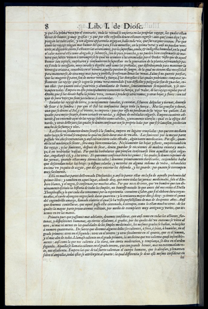 De Materia Medica de Dioscorides. Amberes 1555. Libro I. 8