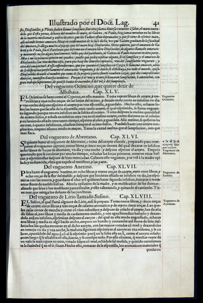 De Materia Medica de Dioscorides, Andres Laguna. Amberes 1555. Libro I. 41