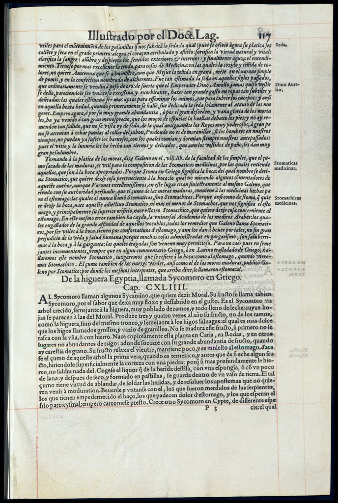 De Materia Medica de Dioscorides. Amberes 1555. Libro I. 117