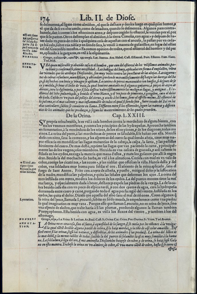 De Materia Medica de Dioscorides. Amberes 1555. Libro II. 174