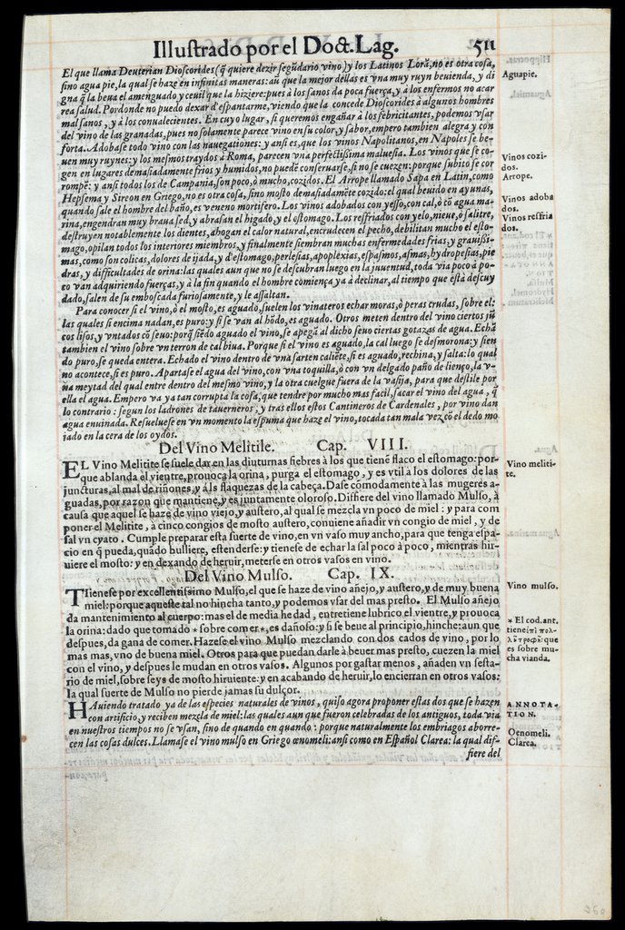 De Materia Medica de Dioscorides. Andres Laguna. Amberes 1555. Libro V. 511