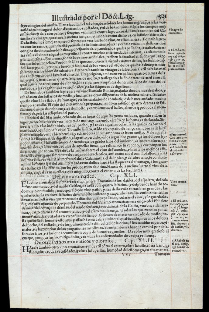 De Materia Medica de Dioscorides. Andres Laguna. Amberes 1555. Libro V. 521