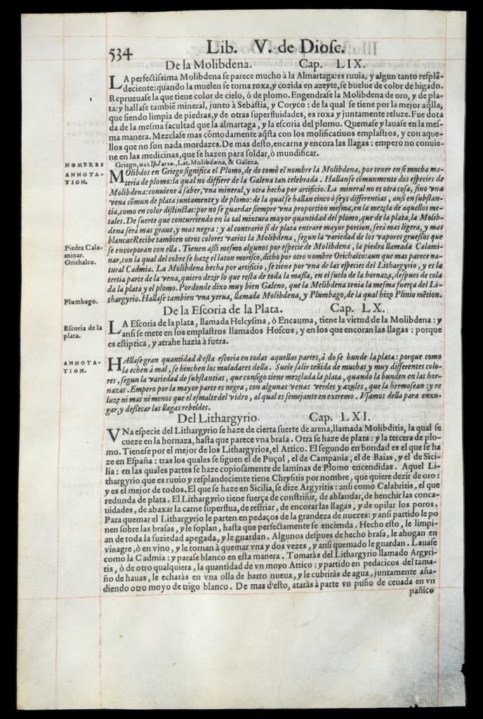De Materia Medica de Dioscorides. Andres Laguna. Amberes 1555. Libro V. 534