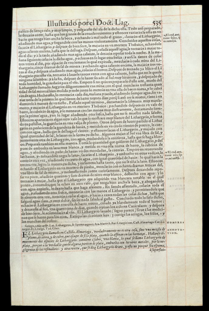 De Materia Medica de Dioscorides. Andres Laguna. Amberes 1555. Libro V. 535