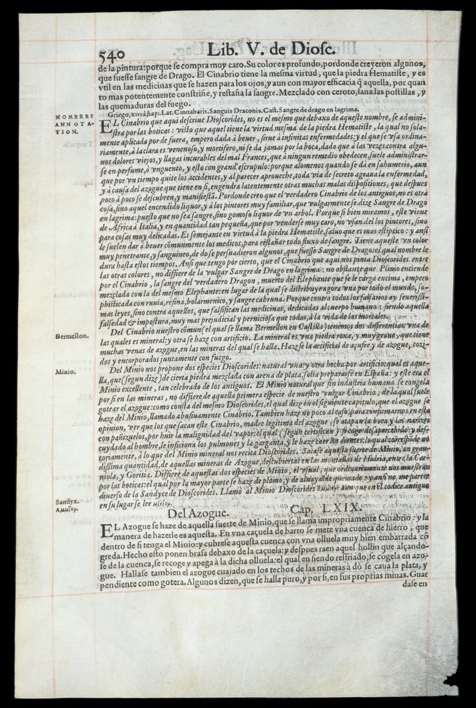 De Materia Medica de Dioscorides. Andres Laguna. Amberes 1555. Libro V. 540