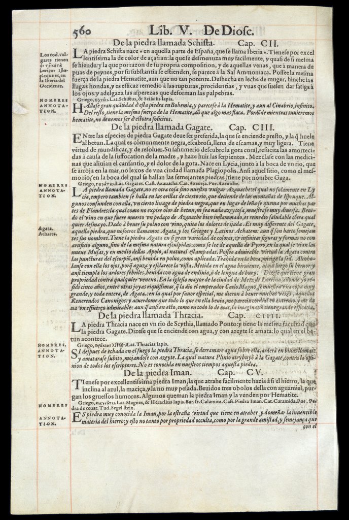 De Materia Medica de Dioscorides. Andres Laguna. Amberes 1555. Libro V. 560