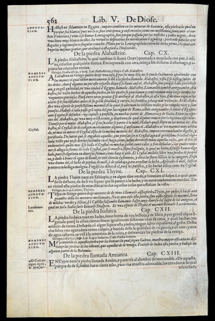 De Materia Medica de Dioscorides. Andres Laguna. Amberes 1555. Libro V. 562
