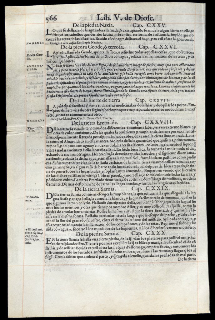 De Materia Medica de Dioscorides. Andres Laguna. Amberes 1555. Libro V. 566