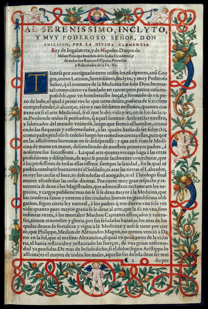 De Materia Medica de Dioscorides. Amberes 1555. Tercera página