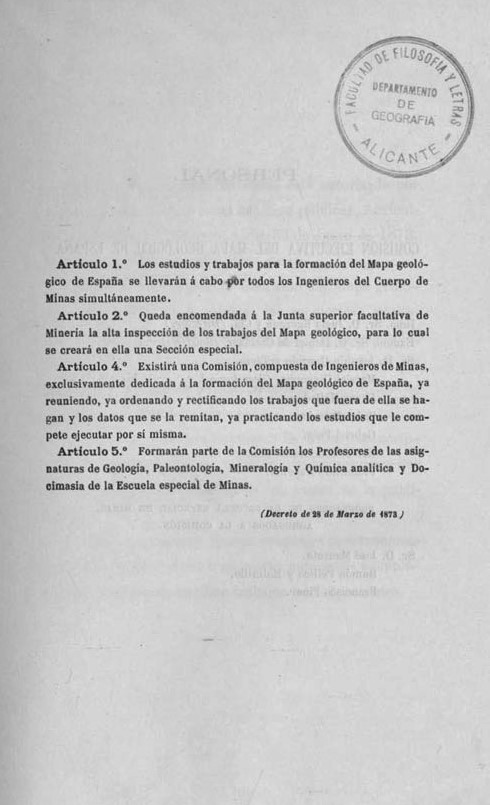 Página 03. Preliminares. Mapa Geológico de España. Tomo I, explicación por Lucas Mallada. Madrid. 1895. Página 03. Preliminares. Mapa Geológico de España. Tomo I, explicación por Lucas Mallada. Madrid. 1895.