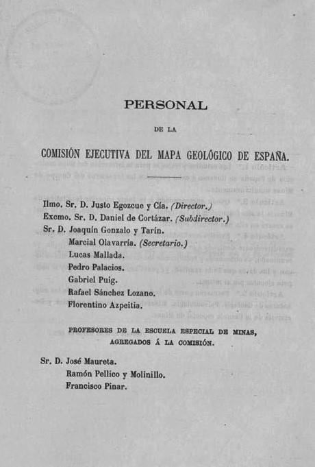 Página 04. Preliminares. Mapa Geológico de España. Tomo I, explicación por Lucas Mallada. Madrid. 1895. Página 04. Preliminares. Mapa Geológico de España. Tomo I, explicación por Lucas Mallada. Madrid. 1895.