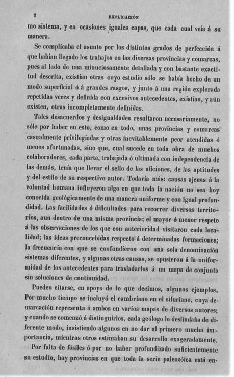 Página 2. Mapa Geológico de España. Tomo I, explicación por Lucas Mallada. Madrid. 1895. Página 2. Mapa Geológico de España. Tomo I, explicación por Lucas Mallada. Madrid. 1895.