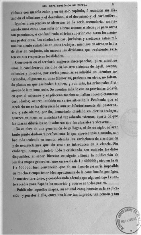 Página 3. Preliminares. Mapa Geológico de España. Tomo I, explicación por Lucas Mallada. Madrid. 1895. Página 3. Preliminares. Mapa Geológico de España. Tomo I, explicación por Lucas Mallada. Madrid. 1895.