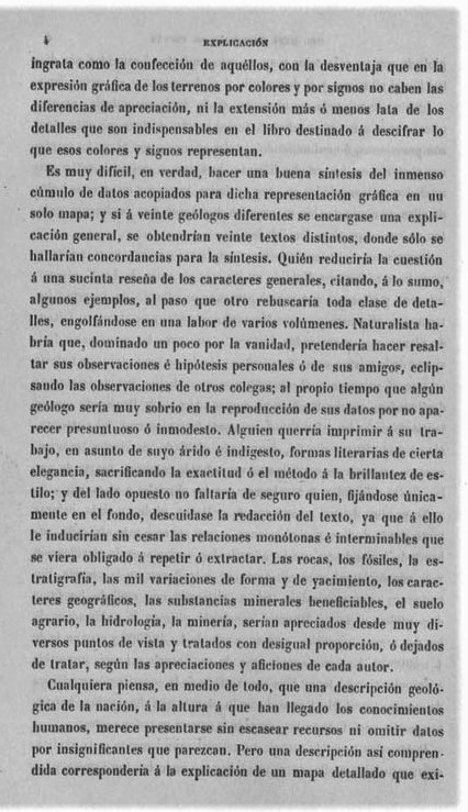 Página 4. Preliminares. Mapa Geológico de España. Tomo I, explicación por Lucas Mallada. Madrid. 1895. Página 4. Preliminares. Mapa Geológico de España. Tomo I, explicación por Lucas Mallada. Madrid. 1895.