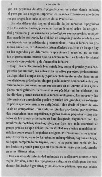 Página 8. Introducción. Mapa Geológico de España. Tomo I, explicación por Lucas Mallada. Madrid. 1895. Página 8. Introducción. Mapa Geológico de España. Tomo I, explicación por Lucas Mallada. Madrid. 1895.