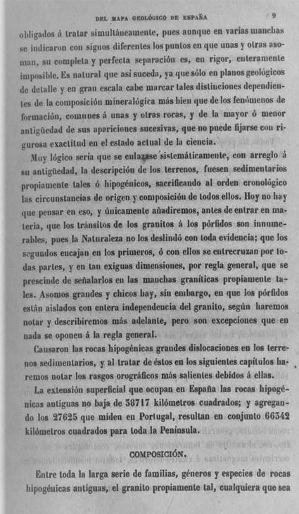 Página 9. Introducción. Mapa Geológico de España. Tomo I, explicación por Lucas Mallada. Madrid. 1895. Página 9. Introducción. Mapa Geológico de España. Tomo I, explicación por Lucas Mallada. Madrid. 1895.