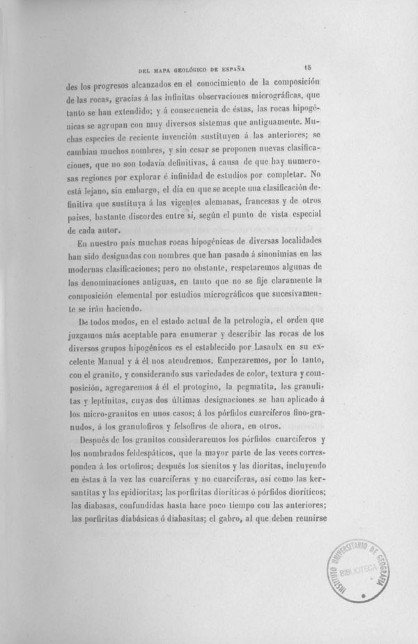 Página 15. Capítulo Primero. Mapa Geológico de España. Tomo I, explicación por Lucas Mallada. Madrid. 1895. Página 15. Capítulo Primero. Mapa Geológico de España. Tomo I, explicación por Lucas Mallada. Madrid. 1895.
