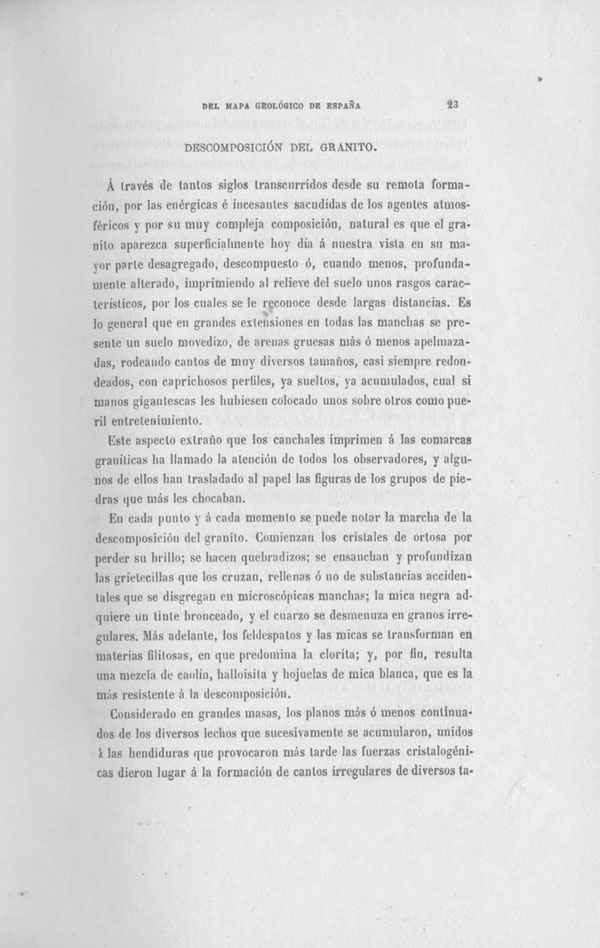 Página 23. Capítulo Primero. Mapa Geológico de España. Tomo I, explicación por Lucas Mallada. Madrid. 1895. Página 23. Capítulo Primero. Mapa Geológico de España. Tomo I, explicación por Lucas Mallada. Madrid. 1895.