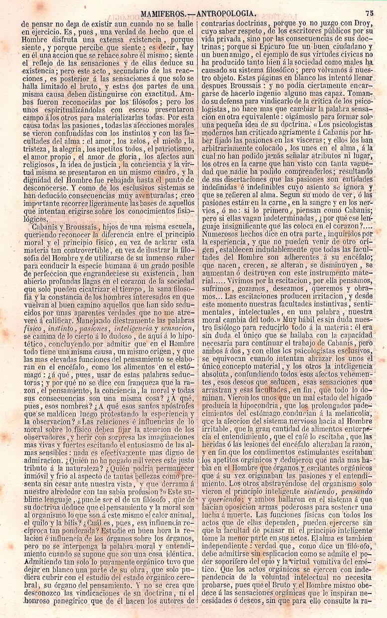 Antropología. Importancia y sublimidad del Hombre en la creación. Zoología o Reino Animal. Mamíferos. Buffon Historia Natural los Tres Reinos de la Naturaleza
