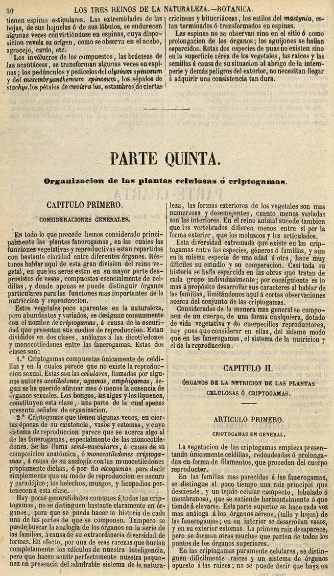 Bot&aacute;nica. Página 50. Los Tres Reinos de la Naturaleza.