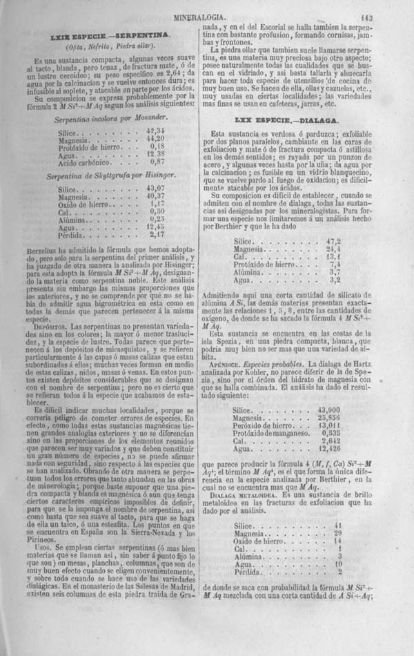 Página 143. Tomo noveno. Los Tres Reinos de la Naturaleza. Museo Pintoresco. Mineralog&iacute;a.