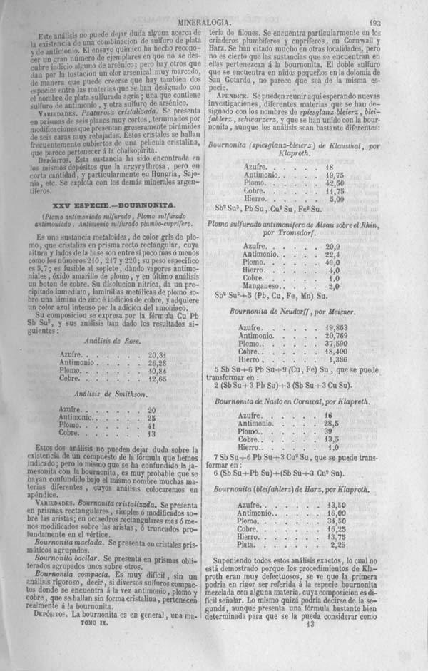 Página 193. Tomo noveno. Los Tres Reinos de la Naturaleza. Museo Pintoresco. Mineralogía.