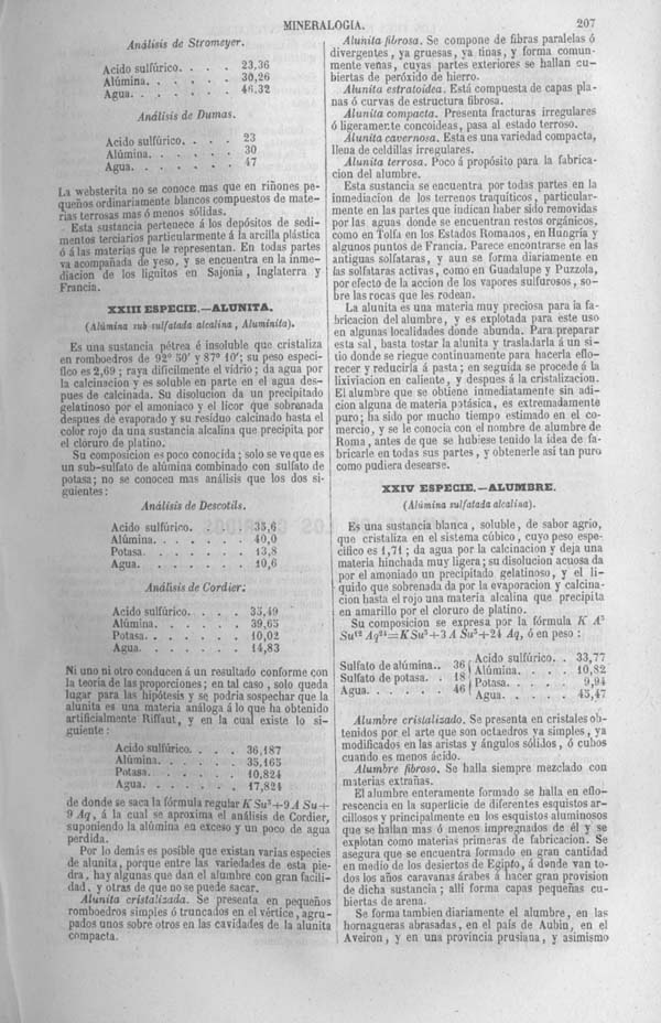 Página 207. Tomo noveno. Los Tres Reinos de la Naturaleza. Museo Pintoresco. Mineralog&iacute;a.