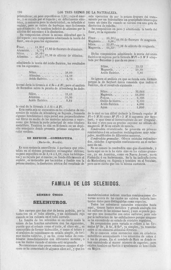 Página 216. Tomo noveno. Los Tres Reinos de la Naturaleza. Museo Pintoresco. Mineralog&iacute;a.